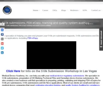 Medicaldeviceacademy.com(Medical Device 510k submissions) Screenshot