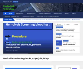 Medicallabtechnology.com(Bs.c medical lab technology) Screenshot