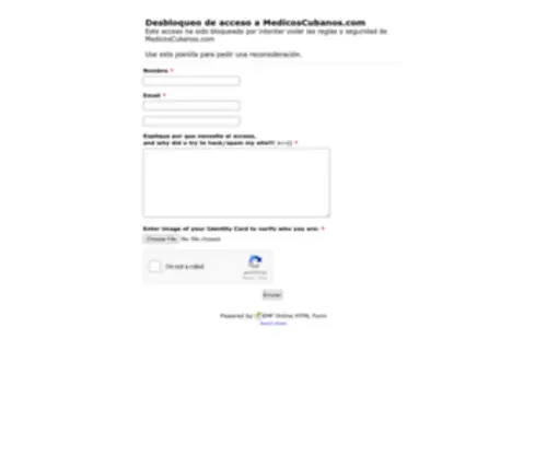 Medicoscubanos.com(EmailMe Form) Screenshot