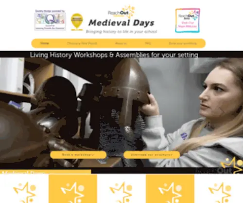 Medievaldays.com(Tudor workshops for primary school and secondary schools) Screenshot