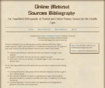 Medievalsourcesbibliography.org(Online Medieval Sources Bibliography) Screenshot