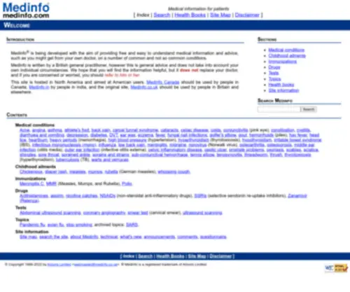 Medinfo.org(Medical information for patients) Screenshot