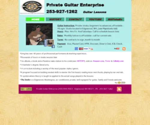 Meditativeguitar.com(Private Guitar Enterprise) Screenshot