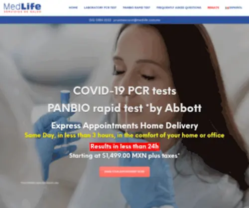 Medlifepruebascovid.com.mx(MedLife) Screenshot