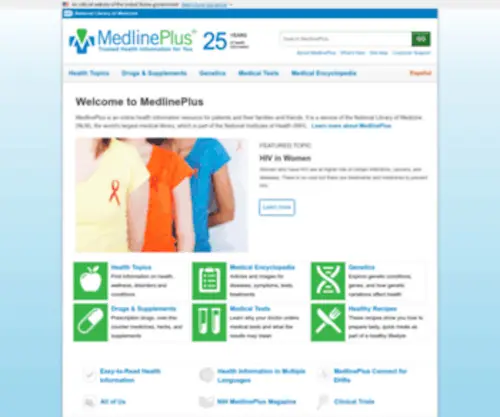 Medlineplus.gov(Health Information from the National Library of Medicine) Screenshot