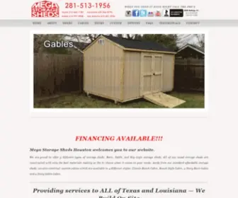 Megastoragesheds.com(Storage Sheds Houston and Cabins) Screenshot