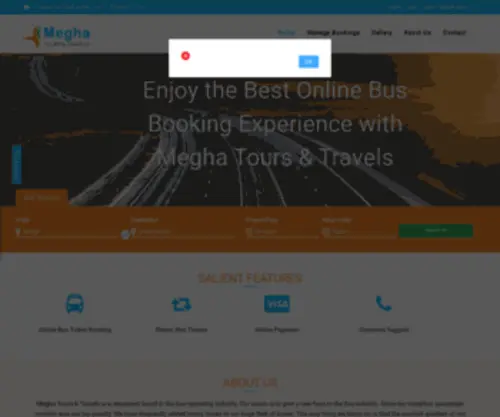 Meghatravels.com(Megha Tours and Travels) Screenshot