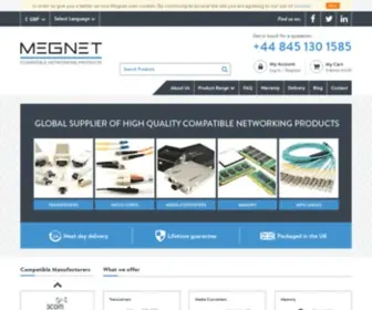 Megnet.co.uk(Megnet distributor of compatible networking products) Screenshot