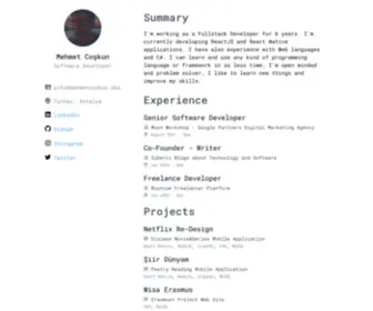Mehmetcoskun.dev(Coşkun) Screenshot
