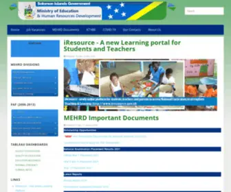 Mehrd.gov.sb(MEHRD Ministry of Education & Human Resources Development) Screenshot