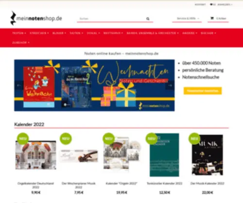 Meinnotenshop.de(Musiknoten online kaufen ✓ versandkostenfrei ab 25 € ✓ Alle Noten ♬ ✓ große Auswahl) Screenshot
