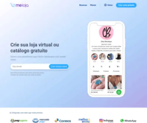 Meloja.com.br(Plataforma para criar sua loja online ou catálogo gratuito) Screenshot