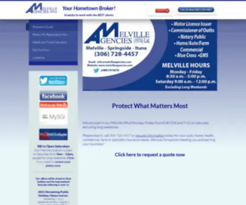 Melvilleagencies.com(Request a Quote) Screenshot