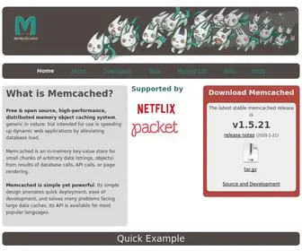 Memcached.org(A distributed memory object caching system) Screenshot