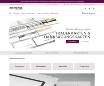 Memento-Online.de(Trauerkarten selbst gestalten und drucken) Screenshot