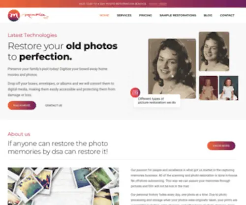 Memoriesbydsa.com(Best Online Photo Restoration Services & Professional Slide Scanning) Screenshot