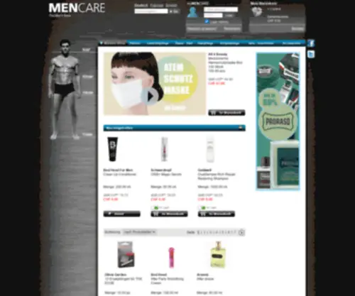 Mencare.ch(Mencare Webshop) Screenshot
