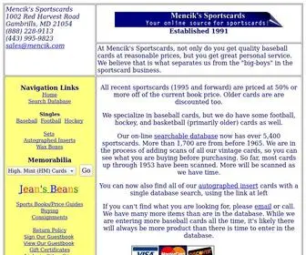 Mencik.com(Baseball Cards on the net) Screenshot