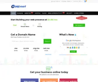 Menet.me(Domain names & web hosting company) Screenshot