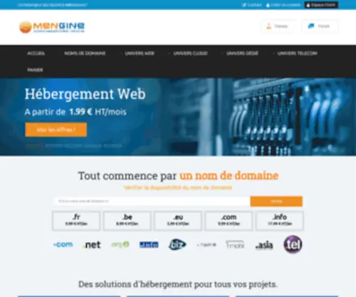 Mengine.fr(Hébergement site web) Screenshot