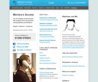 Menieres.org.uk(Ménière’s Society) Screenshot