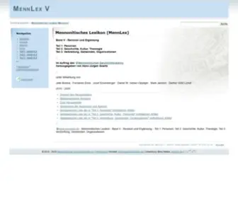 Mennlex.de(Mennonitisches Lexikon (MennLex)) Screenshot