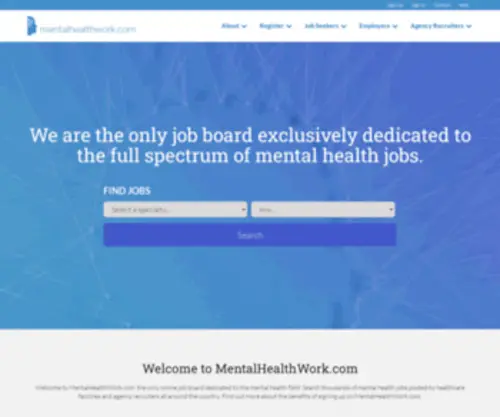 Mentalhealthwork.com(Find Mental Health Jobs or Recruit Mental Health Professionals) Screenshot