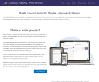 Menterprisepublisher.com(Menterprise Creates Powerful Content in Minutes) Screenshot