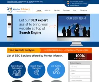 Mentorinfotech.net(Reliable SEO Company India) Screenshot