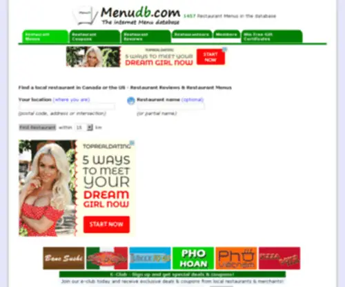 Menudb.com(Menudb) Screenshot