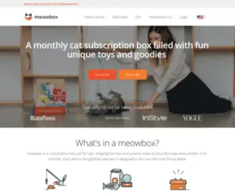 Meowbox.com( A monthly cat subscription box filled with fun unique toys and goodies) Screenshot