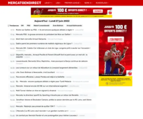 Mercatoendirect.com(Mercato foot et transfert en direct live) Screenshot