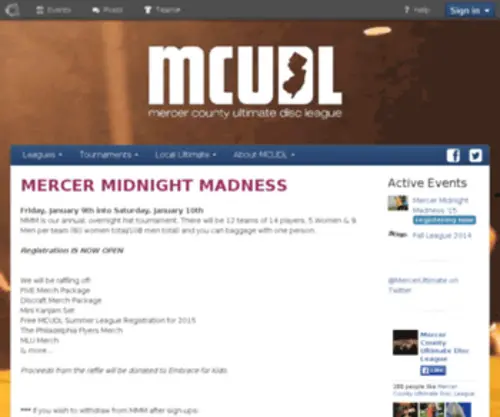 Mercerultimate.org(Mercer County Ultimate Disc League) Screenshot
