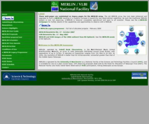 Merlin.ac.uk(E-MERLIN/VLBI National Facility) Screenshot