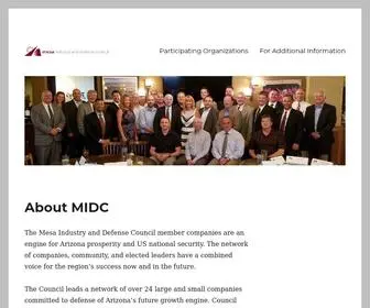 Mesaindustryanddefense.com(About MIDC) Screenshot