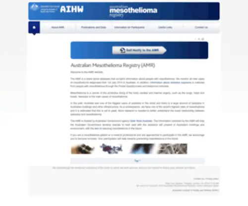 Mesothelioma-Australia.com(Australian Mesothelioma Registry) Screenshot