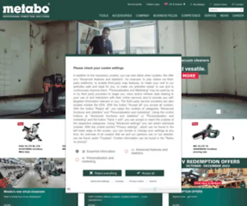 Metabo.co.uk(Power Tools for professional users) Screenshot