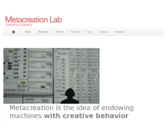 Metacreation.net(For Creative Artificial Intelligence Metacreation Lab) Screenshot