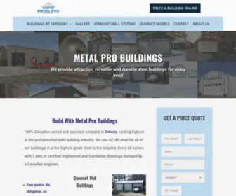 Metalprobuildings.com(Canadian Steel Buildings For Sale) Screenshot