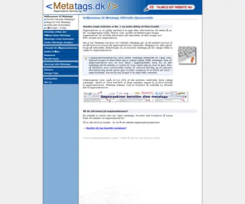 Metatags.dk(Velkommen til Metatags Officielle Hjemmeside) Screenshot