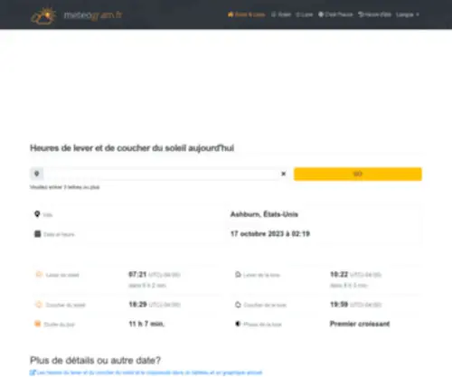 Meteogram.fr(Heures de lever et de coucher du soleil aujourd'hui) Screenshot