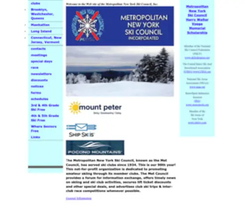 Metnyski.org(Metropolitan New York Ski Council) Screenshot