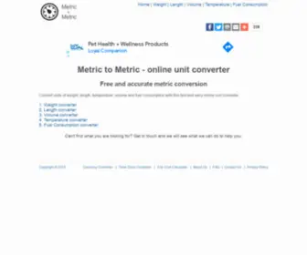 Metrictometric.com(Free online unit converter) Screenshot