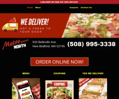 Metropizzanb.com(Metro Pizza New Bedford) Screenshot