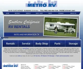 Metrorv.com(Los Angeles CA Motorhome Rentals) Screenshot