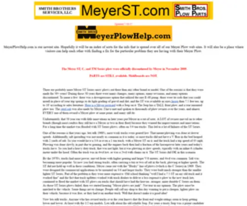 Meyerst.com(Information and parts for Meyer ST Series Snow Plows) Screenshot