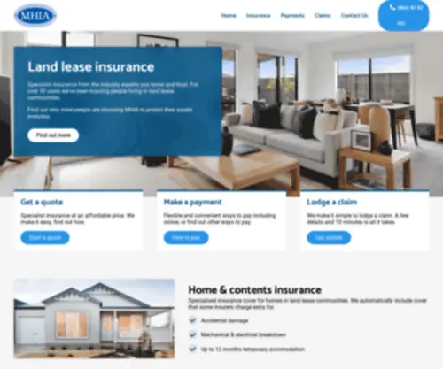 Mhia.com.au(Insurance Specialists for Homes) Screenshot