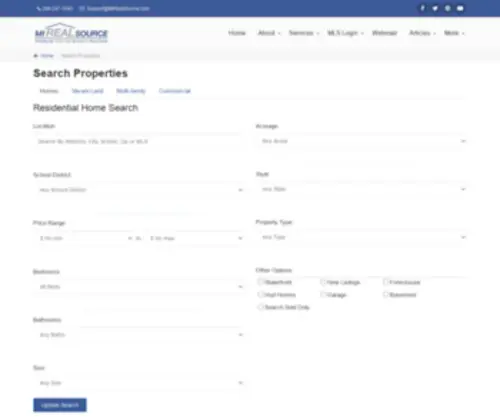 MI-MLS.com(Advanced Search) Screenshot