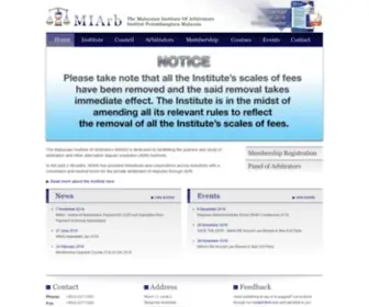 Miarb.com(The Malaysian Institute Of Arbitrators) Screenshot