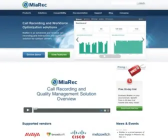 Miarec.com(MiaRec Conversational Intelligence & Automated Quality Management) Screenshot